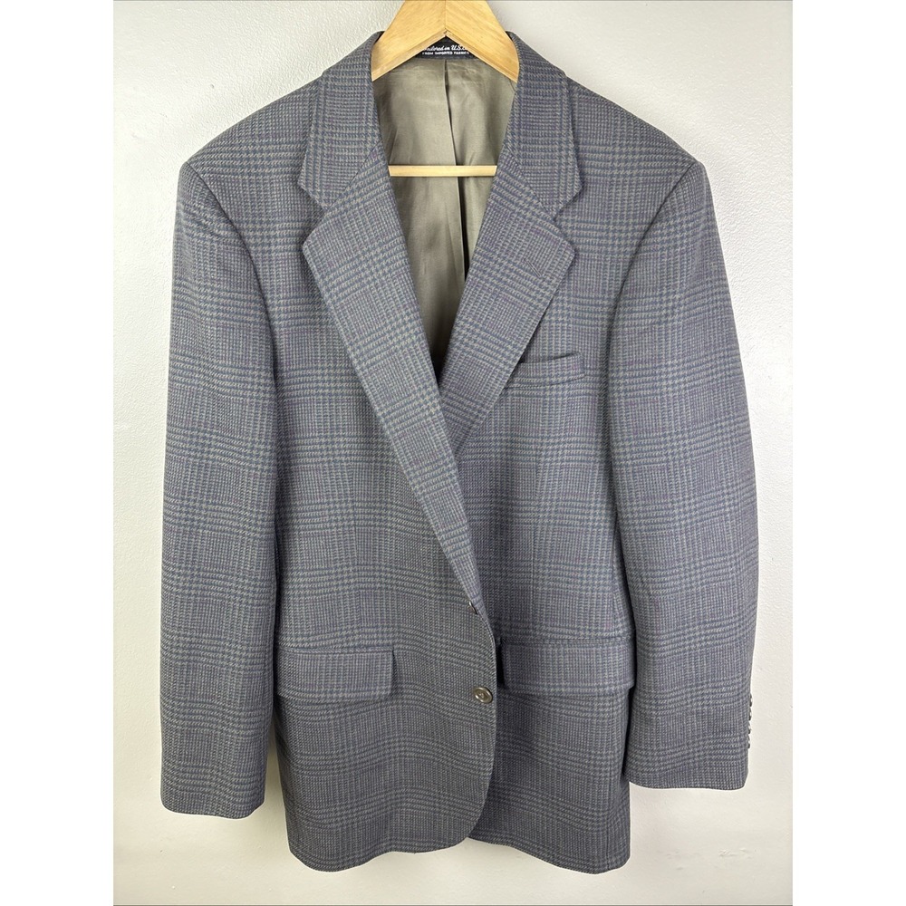Vtg Men's 40R Stanley Blacker Wool Tweed Sport Coat Jacket Glen Check USA EUC